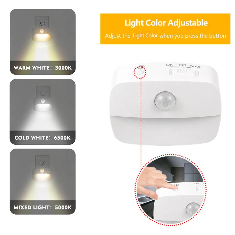 Luz LED Nocturna con Sensor de Movimiento para Enchufe