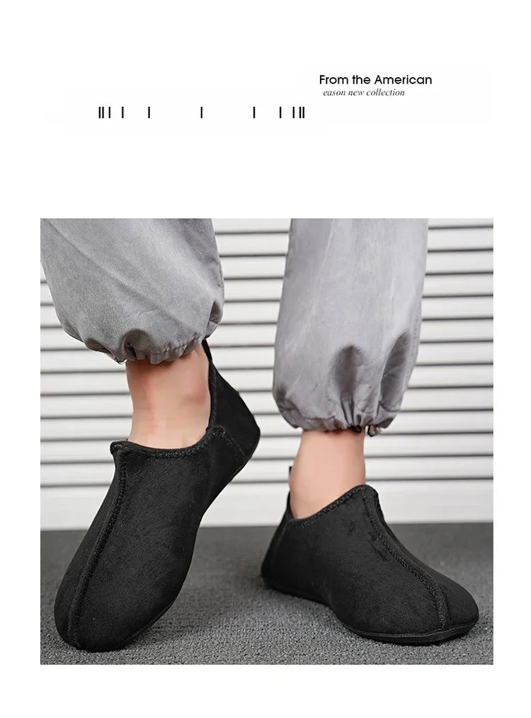 YRZL zapatos de algodón de invierno para hombre, zapatillas ligeras sin cordones cálidas, mocasines de algodón de felpa para dormitorio y hogar, zapatos cálidos de invierno Unisex