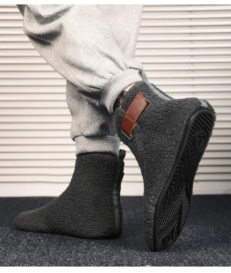 YRZL, zapatos de algodón de invierno, botines para hombre, zapatillas ligeras sin cordones cálidas, mocasines de algodón de felpa para interiores, zapatos cálidos de invierno para hombre