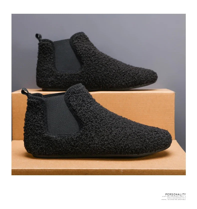 YRZL, zapatos cálidos de algodón para invierno, zapatillas de interior para el hogar para hombre, zapatos informales de algodón de felpa con parte inferior fina, zapatillas antideslizantes de suela suave para hombre
