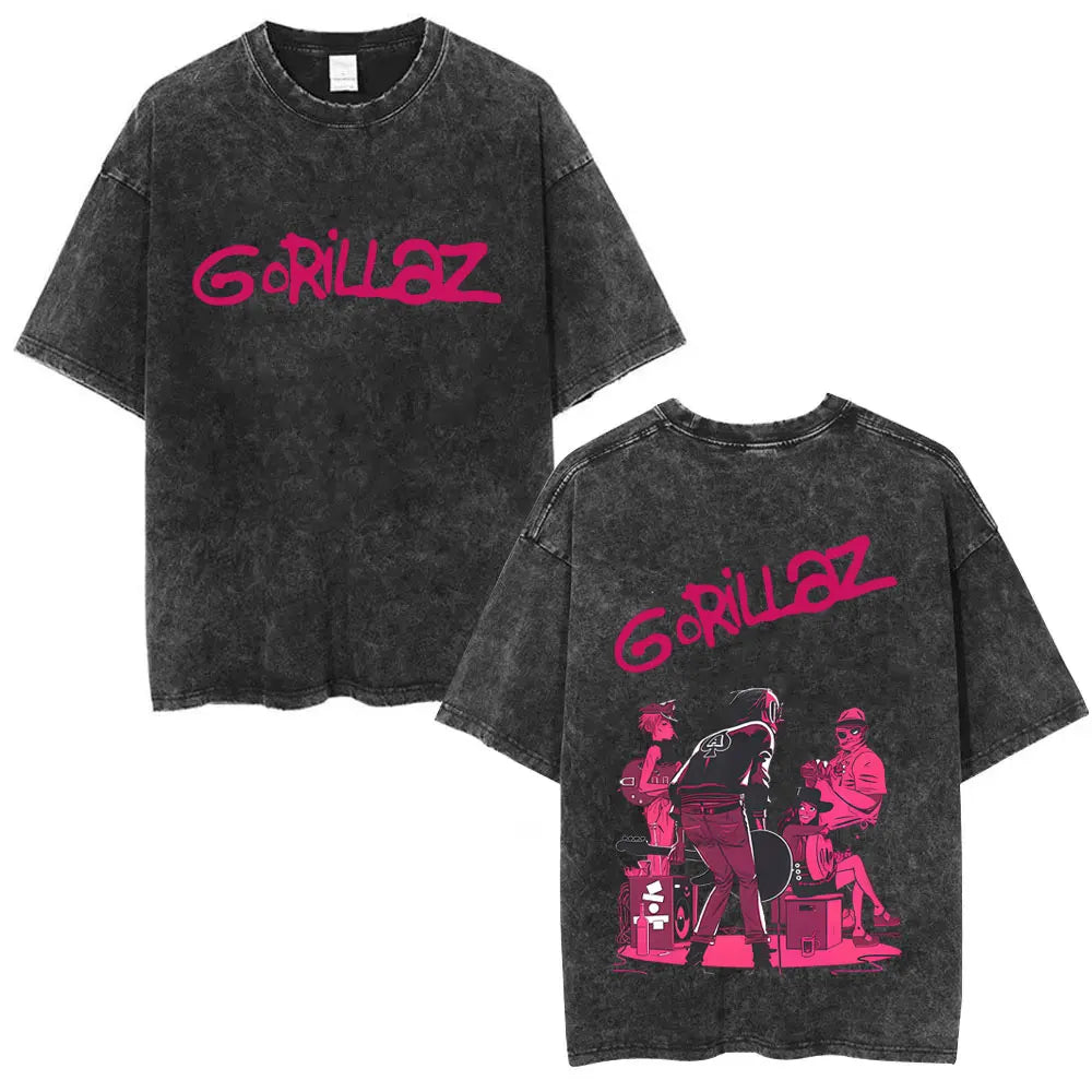 Camiseta Vintage Gorillaz, Punk Hip Hop Oversize, Unisex