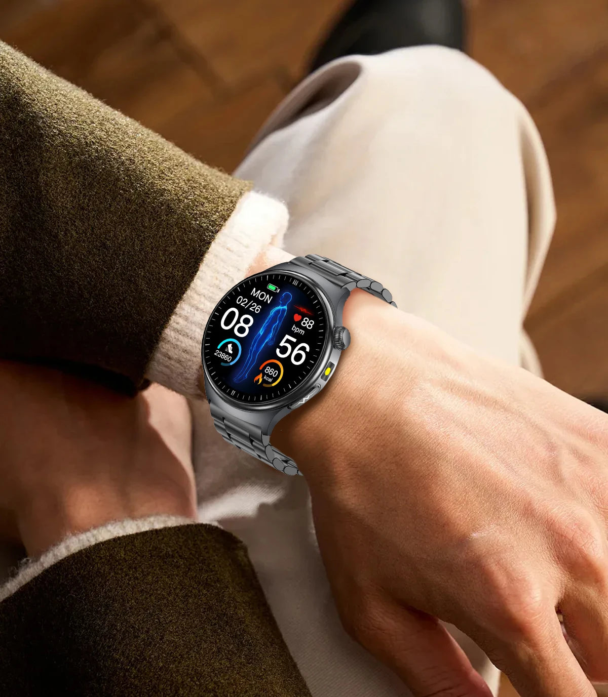Reloj Inteligente con ECG, Grasa Corporal y Presión Arterial AMOLED
