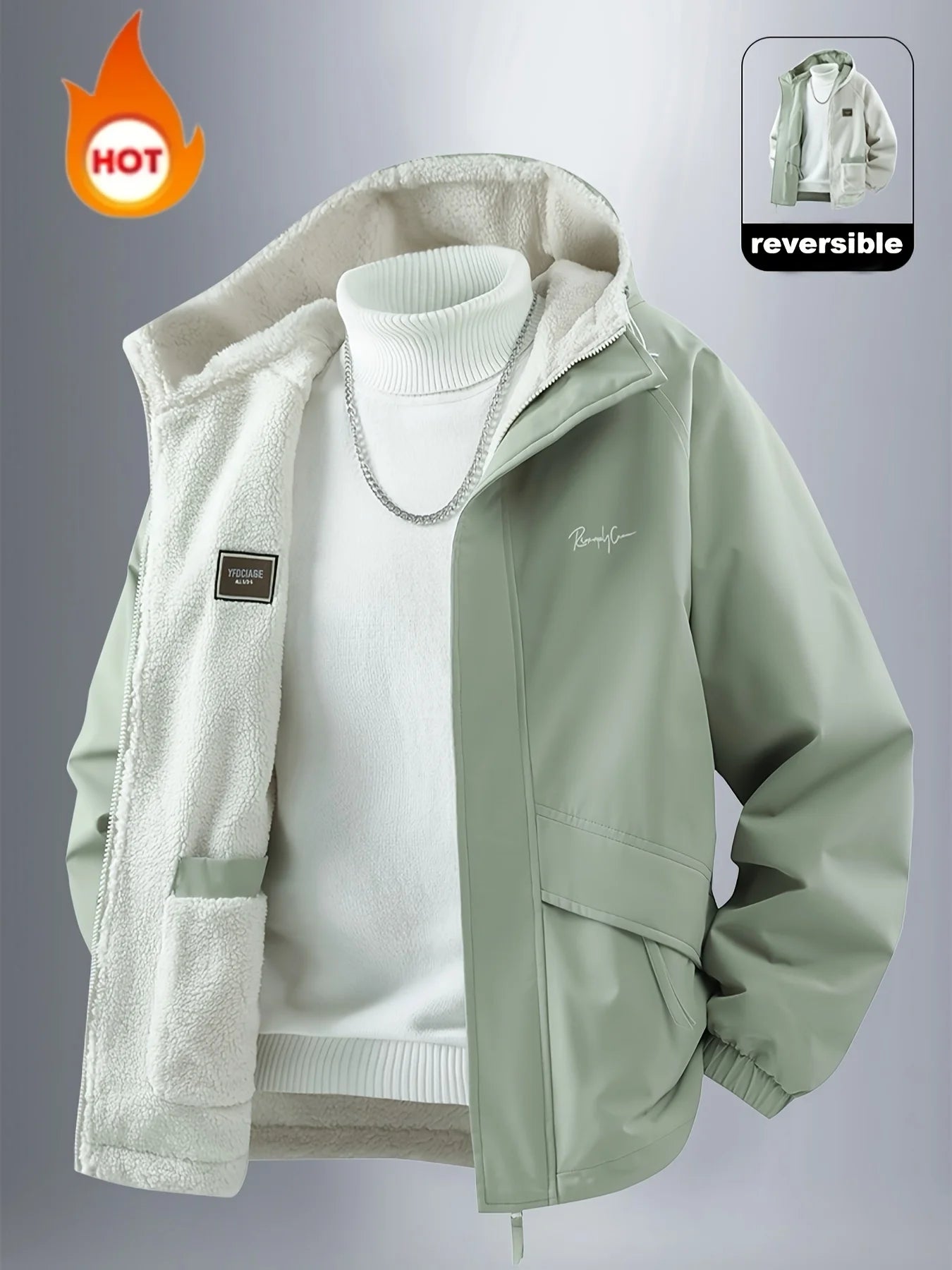 Chaqueta Reversible Hombre — Abrigo Cálido Resistente al Viento