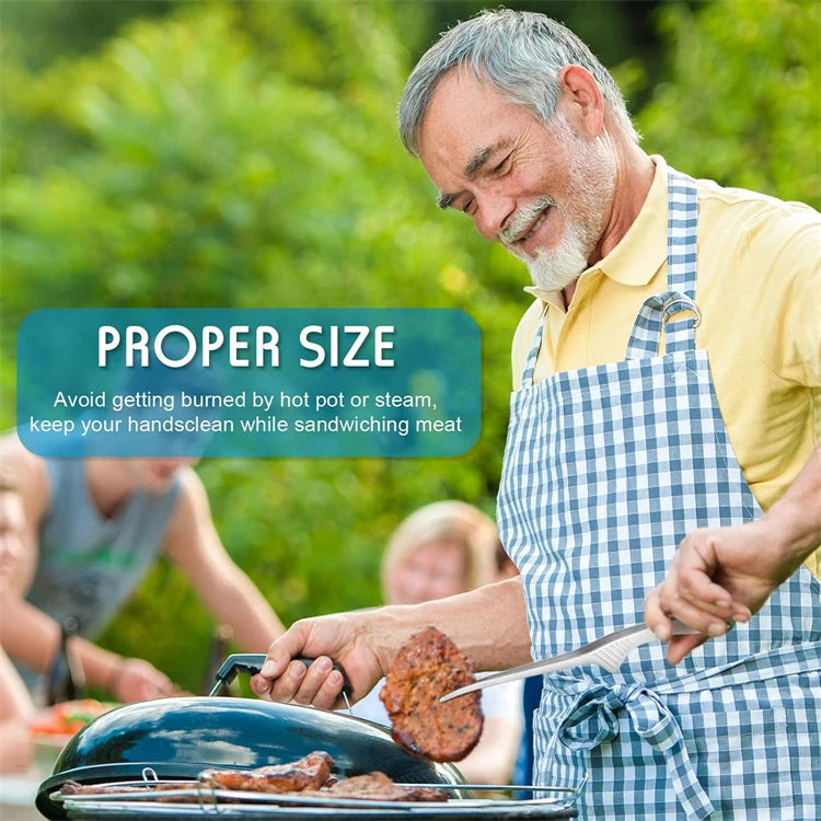 LMETJMA Pinzas para parrilla de acero inoxidable Patelai Pinzas para barbacoa coreanas y japonesas Pinzas para alimentos antideslizantes Pinzas autoportantes para cocina JT502