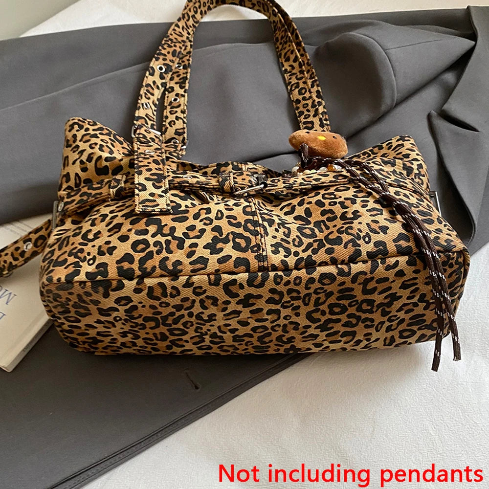 Bolso informal de gran capacidad con estampado de leopardo para mujer, nuevo bolso de hombro ligero y versátil, bolso de mano relajado para ir al trabajo
