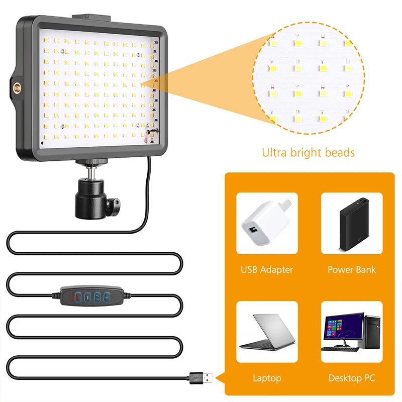 Luz LED Regulable para Video y Fotografía con Trípode 6/8"