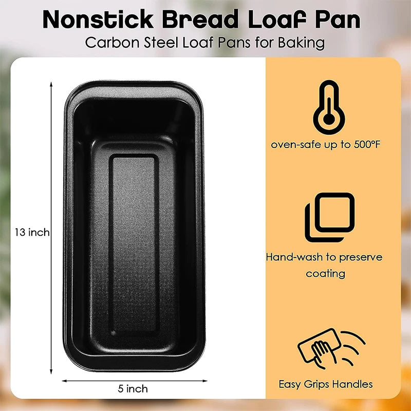 LMETJMA, sartén antiadherente para hornear pan, sartén para pan tostado de acero al carbono, utensilios de cocina rectangulares para hornear para Brownies, pan de carne JT233