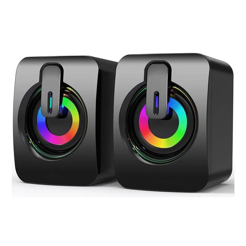 Mini caja de sonido para ordenador, caja de sonido para PC, altavoces envolventes estéreo HIFI con luz LED para ordenador de escritorio, proyector, tabletas y portátiles