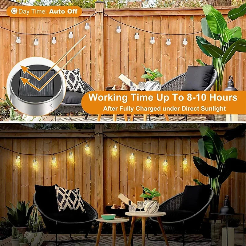 Lámpara LED Solar Colgante para Decoración de Jardín, Vidrio Agrietado, Impermeable para Exteriores