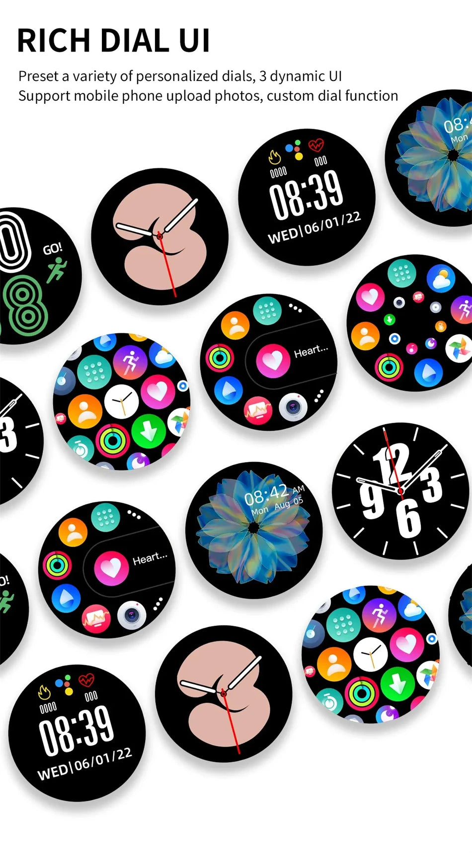 LIGE Reloj Inteligente Bluetooth Reproductor Música