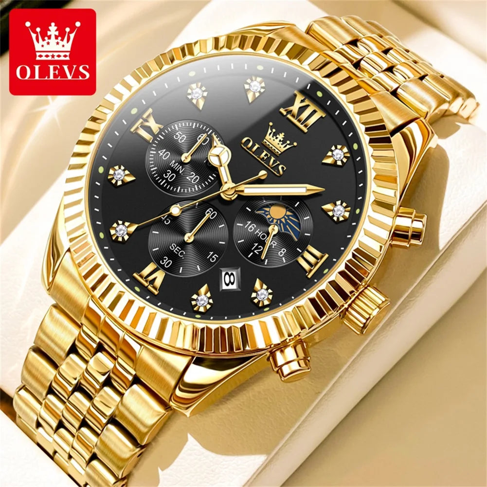 Reloj de Cuarzo OLEVS 2932 para Hombre con Cronógrafo y Diamantes