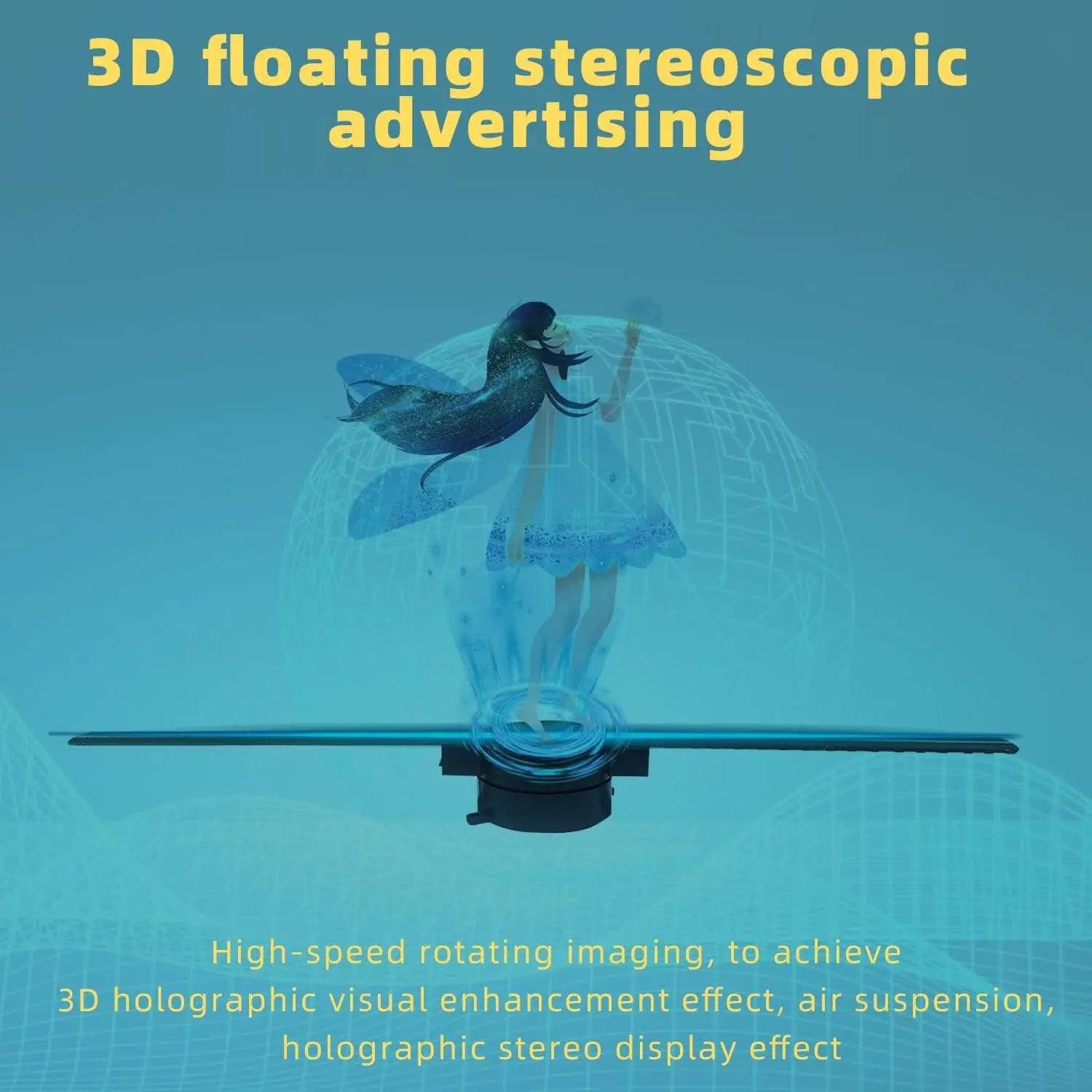 Ventilador Holográfico 3D WiFi 42CM Pantalla Publicitaria
