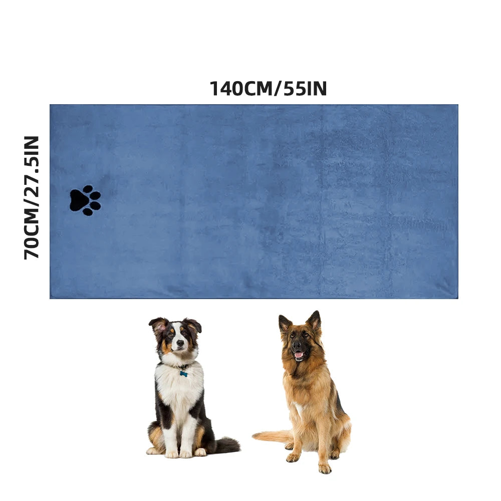 Toalla de Microfibra para Mascotas - Bordada, Suave y Absorbente
