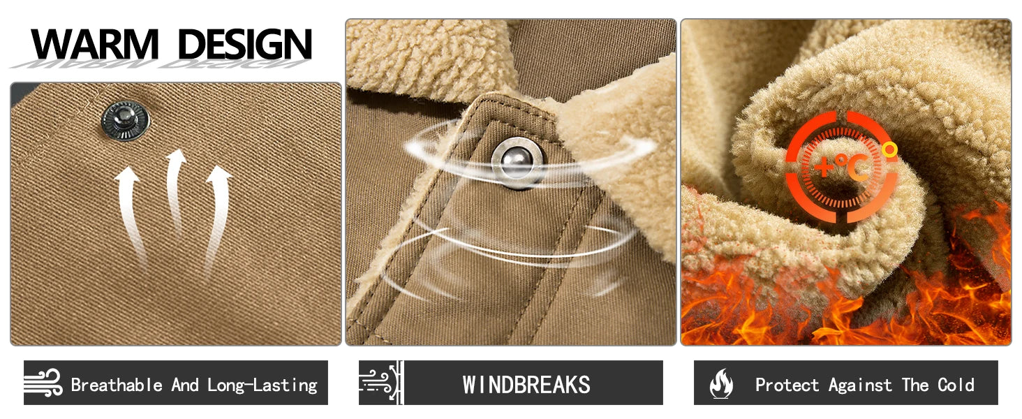 Parka de Invierno para Hombre con Forro Polar y Bolsillos