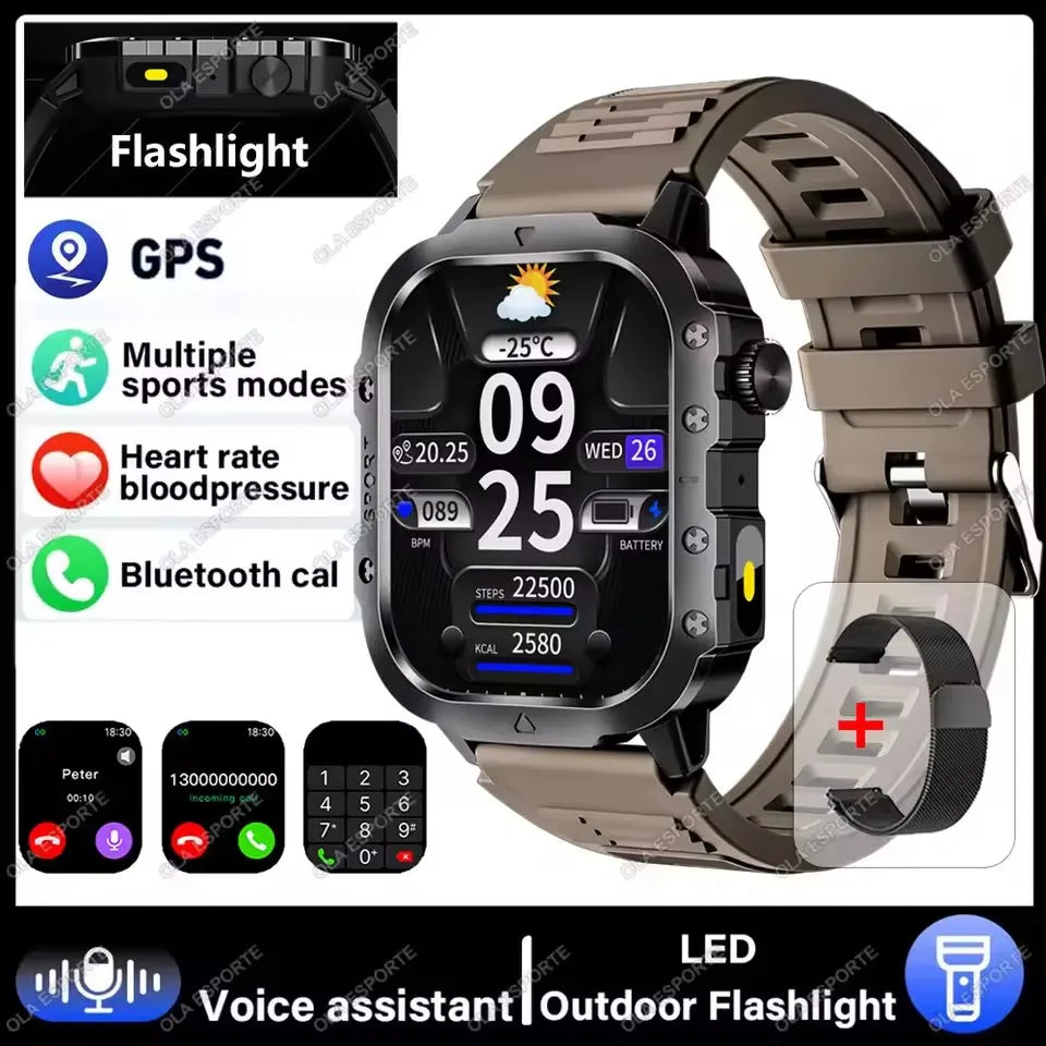 2025 Smartwatch hombres Bluetooth llamada Monitor de salud del ritmo cardíaco AI voz impermeable deporte GPS Tracker reloj inteligente