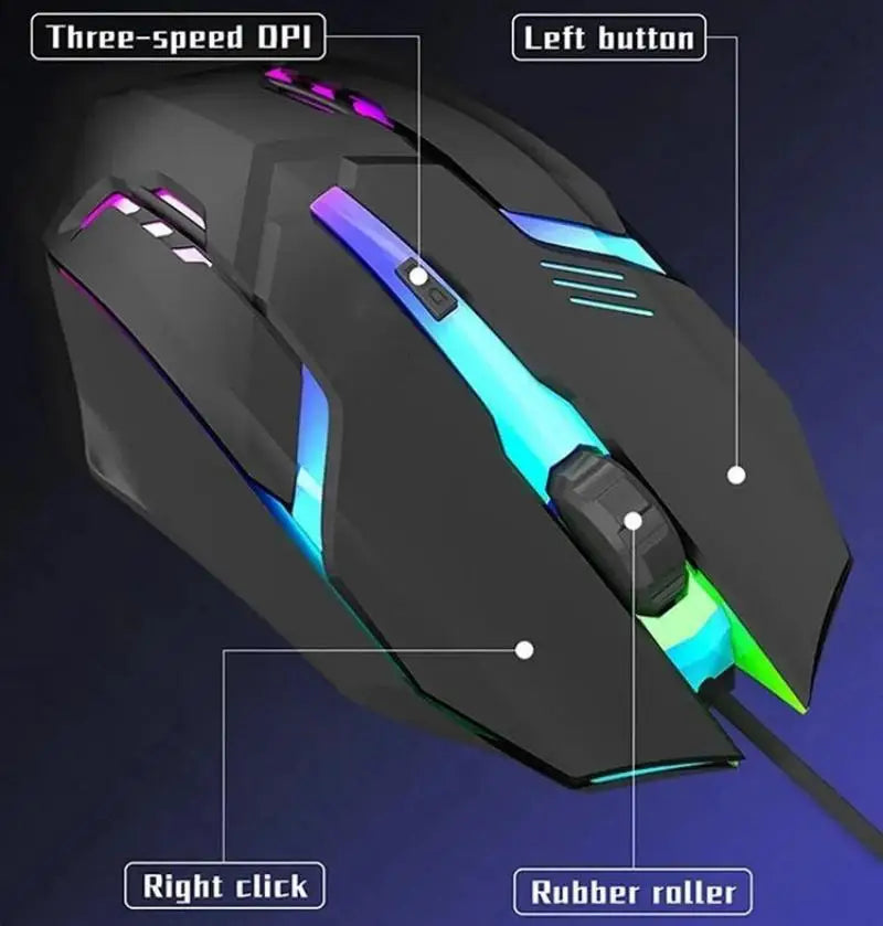 20251 PC ITLY M01 deportes LED luminoso retroiluminado USB con cable ratón para juegos para PC de escritorio portátil Oficina ordenador ratón para juegos