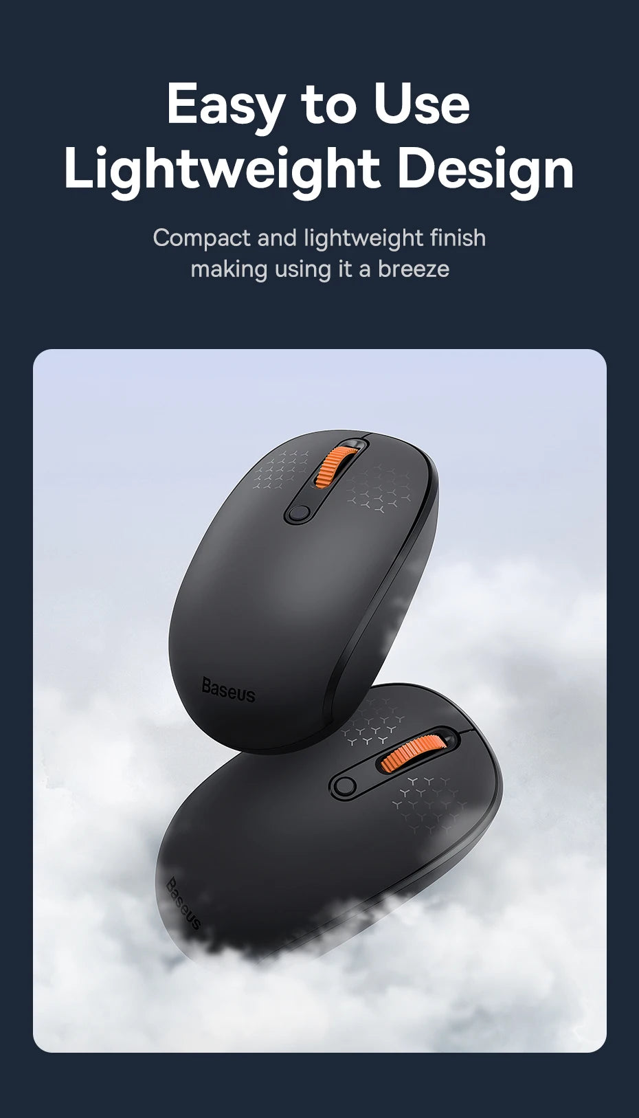 Ratón Baseus inalámbrico Bluetooth para ordenador, ratón silencioso de 1600DPI con receptor Nano USB de 2,4 GHz para PC, MacBook, tableta, portátil