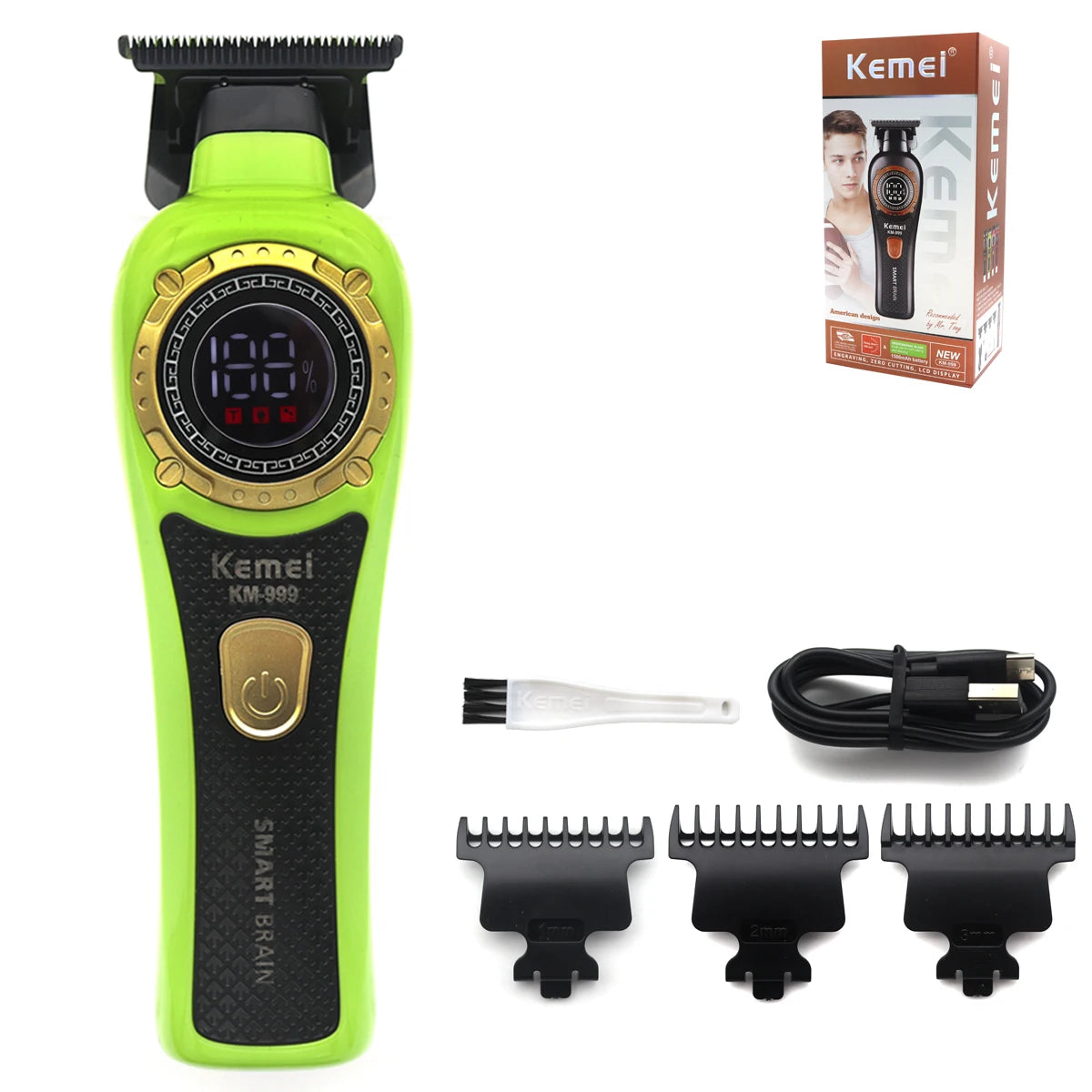Máquina de Cortar Cabello Eléctrica KM999 con Pantalla Digital, Cortadora Inalámbrica