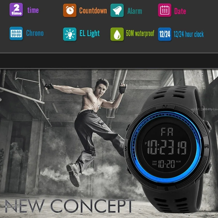 Reloj Digital LED Militar Deportivo Resistente al Agua