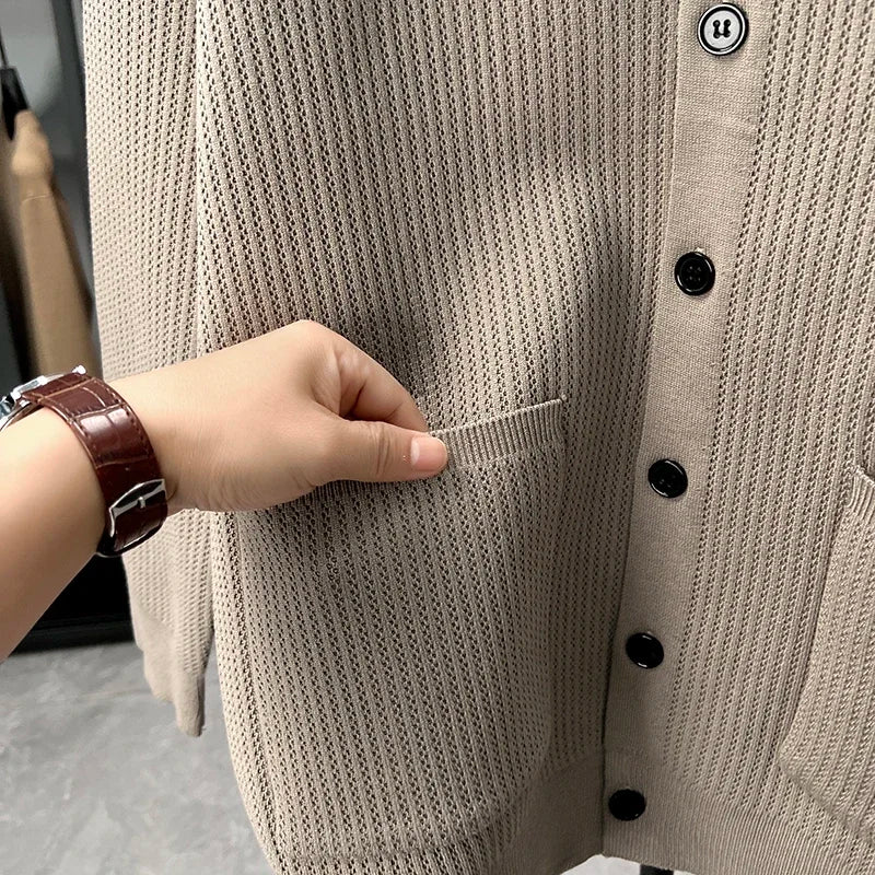 Cárdigan para Hombre con Bloques de Color y Botonadura