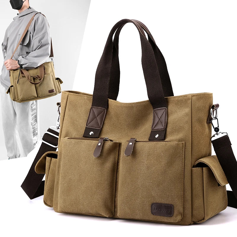 Bolso Bandolera Retro de Lona, Bolso de Mano para Viajar al Trabajo, Bolso de Hombro, Bolso de Trabajo, Bolso de Gran Capacidad