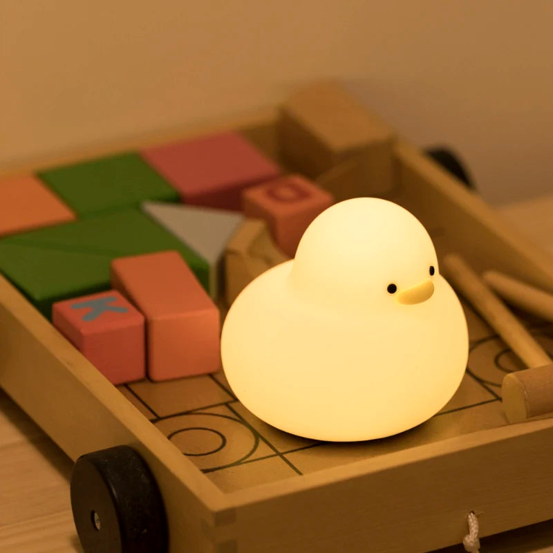 Bonita luz nocturna de pato, lámpara LED Kawaii, luz nocturna recargable por USB, lámpara nocturna táctil para habitación, artefacto de descompresión para protección ocular