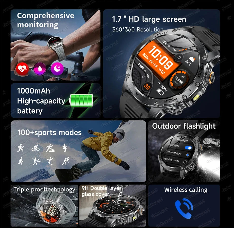 AK87 Reloj Inteligente GPS Linterna 3ATM