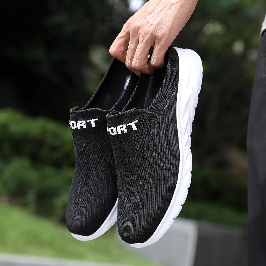 Zapatillas ligeras para hombre, zapatillas transpirables para hombre, zapatos casuales de moda, zapatos planos antideslizantes para hombre, zapatos planos sin cordones para exteriores de talla grande