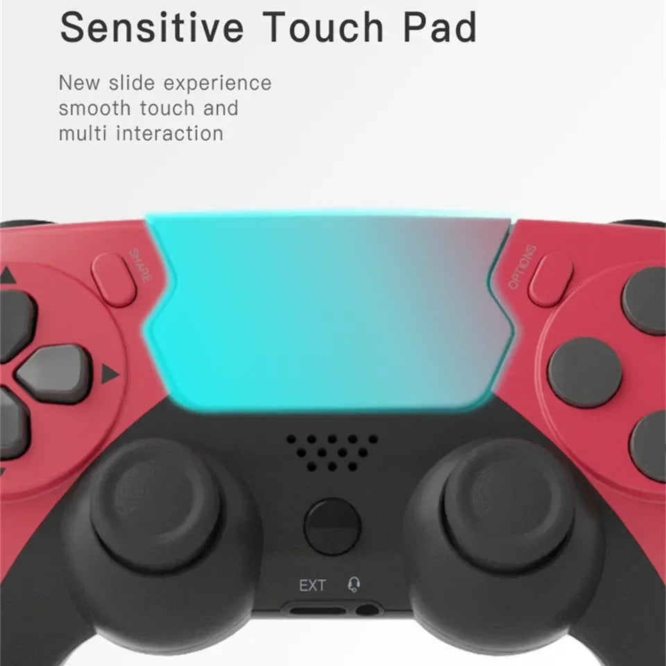 GAMINJA-mando inalámbrico con Bluetooth, doble vibración, 6 ejes, panel táctil, micrófono, puerto de auriculares para PS4, PS3, PC