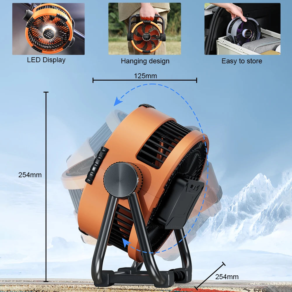 Ventilador Portátil para Camping con Luz y Control Remoto