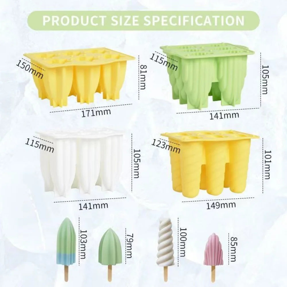 Molde de silicona para helados, molde para paletas de hielo, molde para postres caseros, molde para cubos de jugo con pajita, máquina para hacer helados
