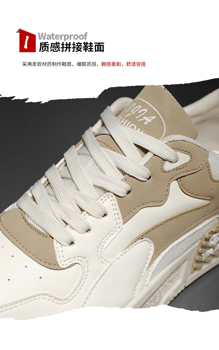 Zapatillas de deporte de otoño para hombre, zapatos de plataforma cómodos, zapatos vulcanizados con cordones de tendencia, Zapatillas informales blancas