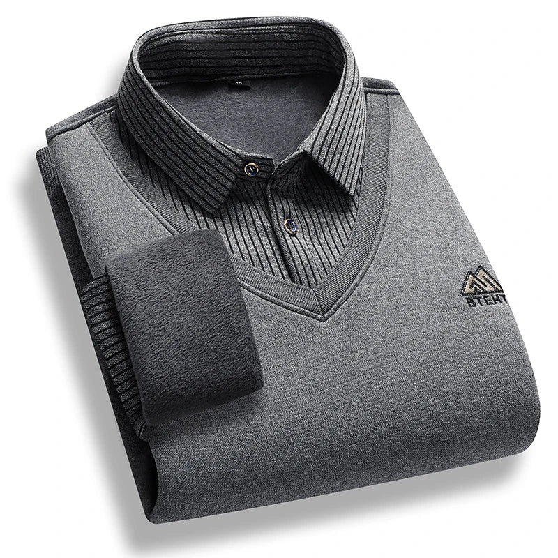 Suéter de Lana con Cuello Polo para Hombre - Jersey Grueso Invierno