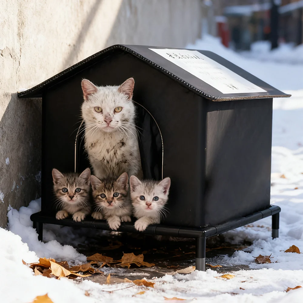 Casa para Gatos de Exterior con Aislamiento Térmico e Impermeable