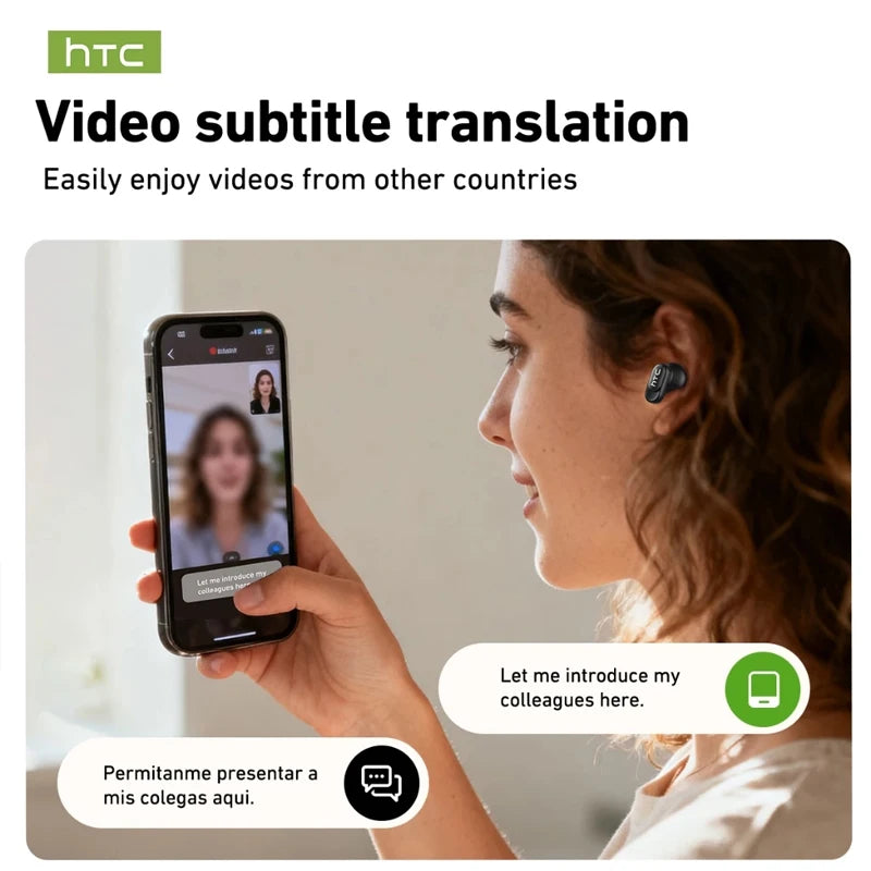 Auriculares HTC NE79 con Traducción en Tiempo Real, Bluetooth, Música HiFi, Llamadas HD, Reducción de Ruido, Auriculares Inalámbricos con Pantalla LED y Micrófono