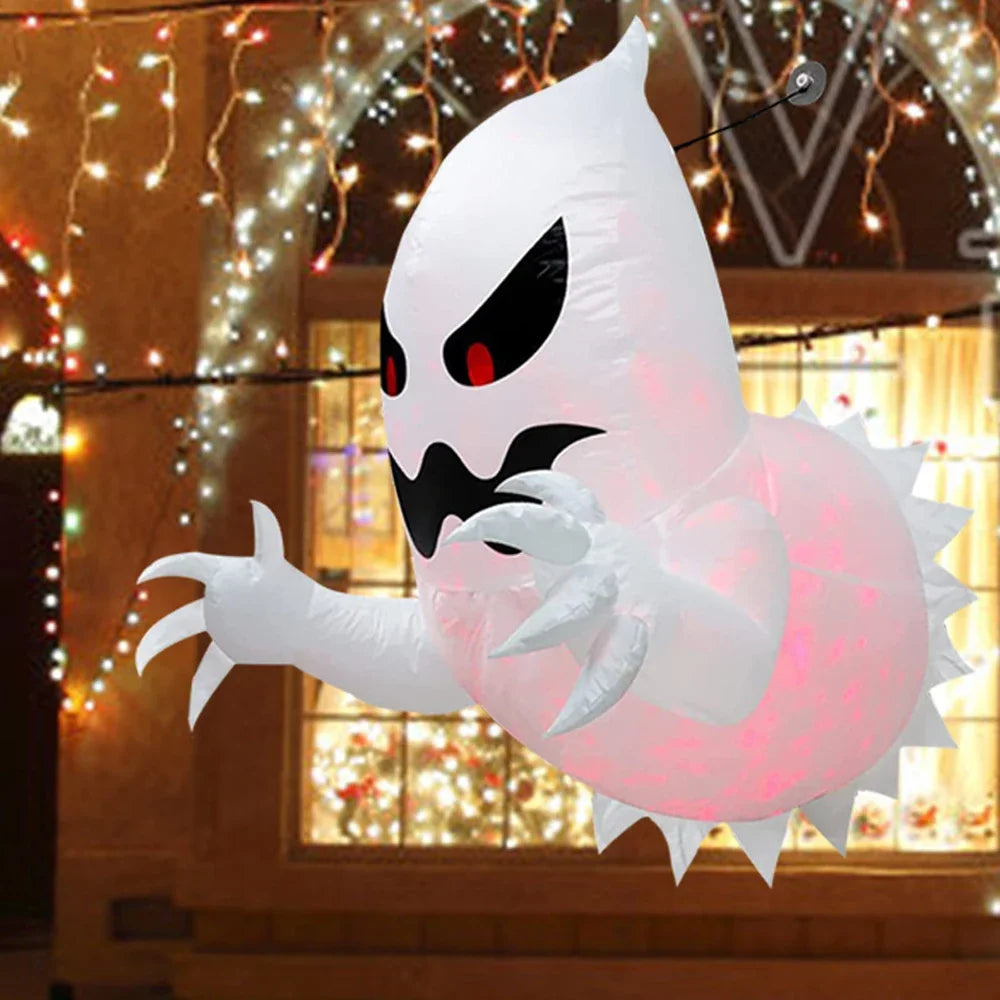 Fantasma de ventana gigante grande de 70cm, fantasma aterrador de Halloween que viene fuera de la ventana, fiesta inflable, decoración de césped y jardín exterior