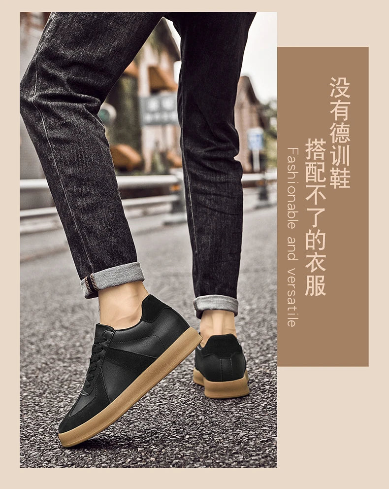 Zapatos invisibles con aumento de altura, zapatos de entrenamiento moral de 8cm, zapatillas informales transpirables de verano con aumento de altura interior para hombre, zapatos Forrest Gump versátiles Retro de cuero genuin