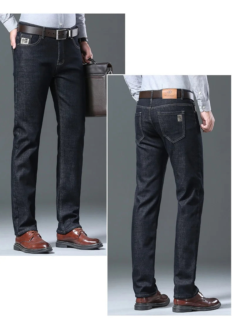 Pantalones Vaqueros Holgados para Hombre, Elásticos, con Forro Polar