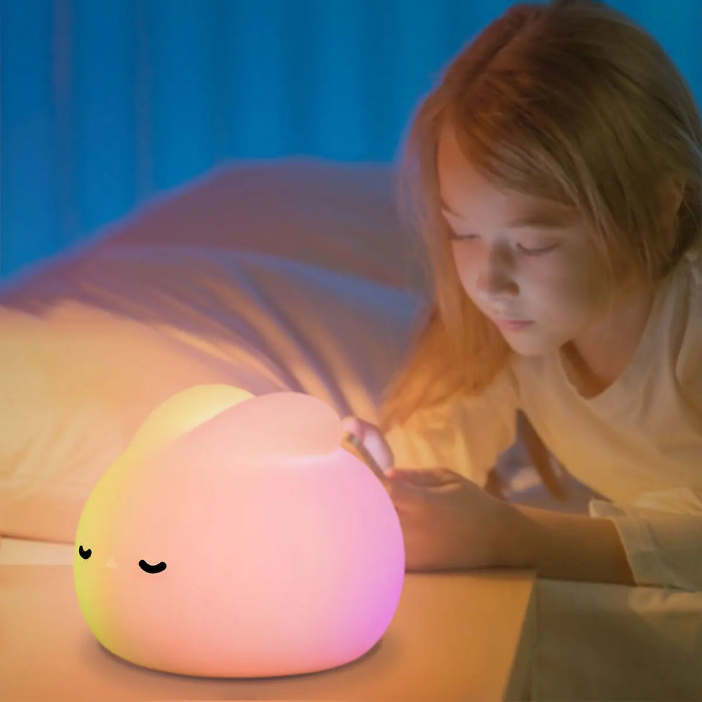 Lámpara de noche de conejo de silicona, luz nocturna de conejo de ensueño, lámpara LED con Sensor táctil, sincronización, decoración de escritorio, regalo de luz nocturna para niños