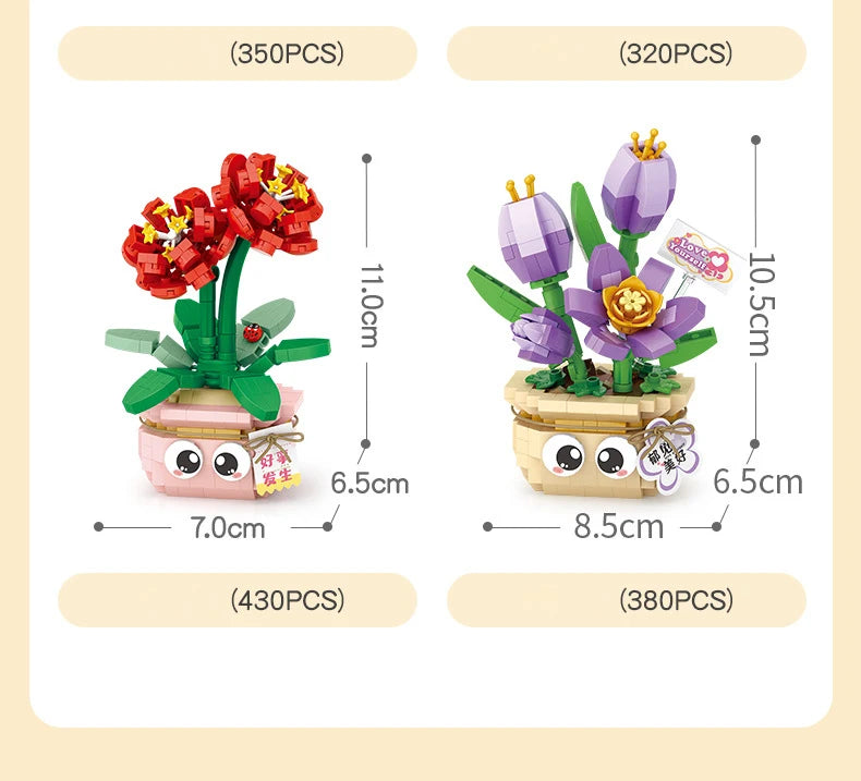 Bloques de Construcción LOZ Serie Plantas, Rosas y Girasoles en Maceta, Modelo MOC DIY, Flor Artificial, Decoración de Escritorio, Regalo Coleccionable para Adultos