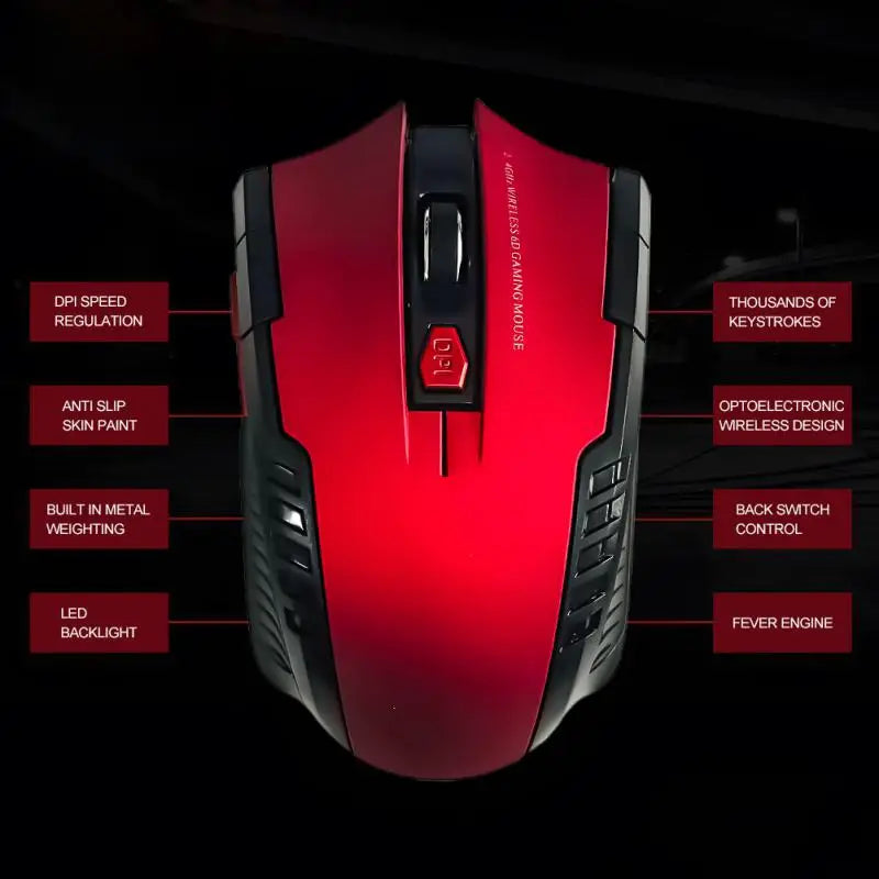 Ratón inalámbrico de 2,4G, receptor USB, 6 botones, ratones inalámbricos ópticos profesionales, ratones USB de desplazamiento derecho para ordenador portátil y PC