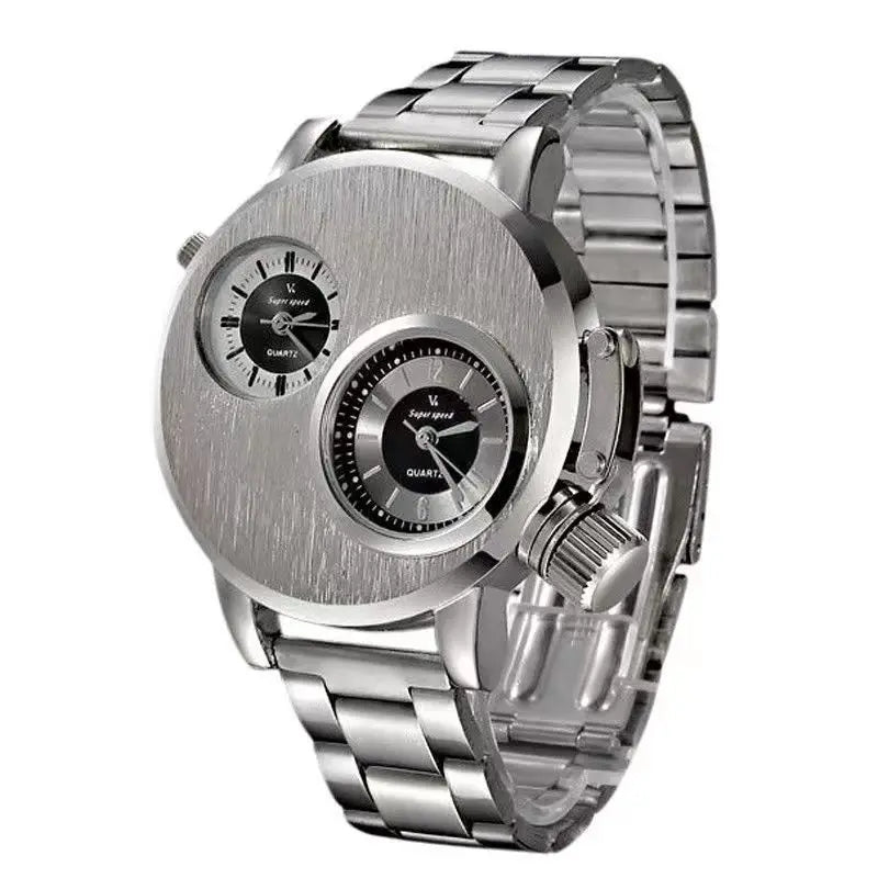 Reloj de Cuarzo Punk Doble Esfera Acero Inoxidable