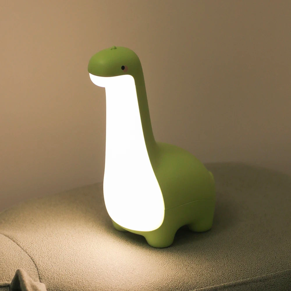 Luz nocturna de dinosaurio, bonita luz nocturna para niños, protección ocular, lámpara de sincronización para mesita de noche, carga USB, decoración de habitación, regalo para niños