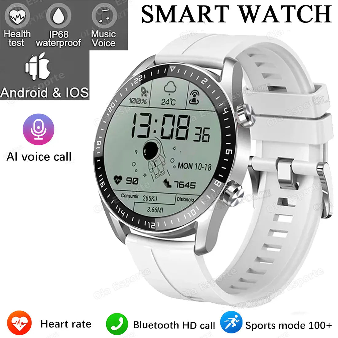 Smartwatch ECG y PPG con Monitor de Presión Arterial y Llamadas BT