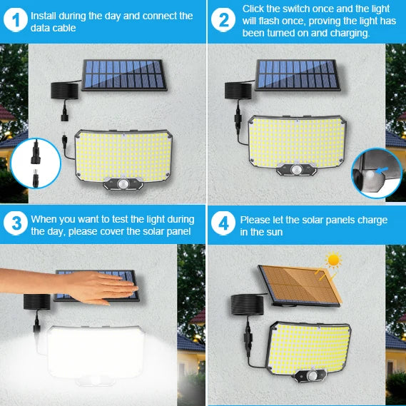 Luz Solar LED con Sensor de Movimiento 234/318/348 LEDs IP65