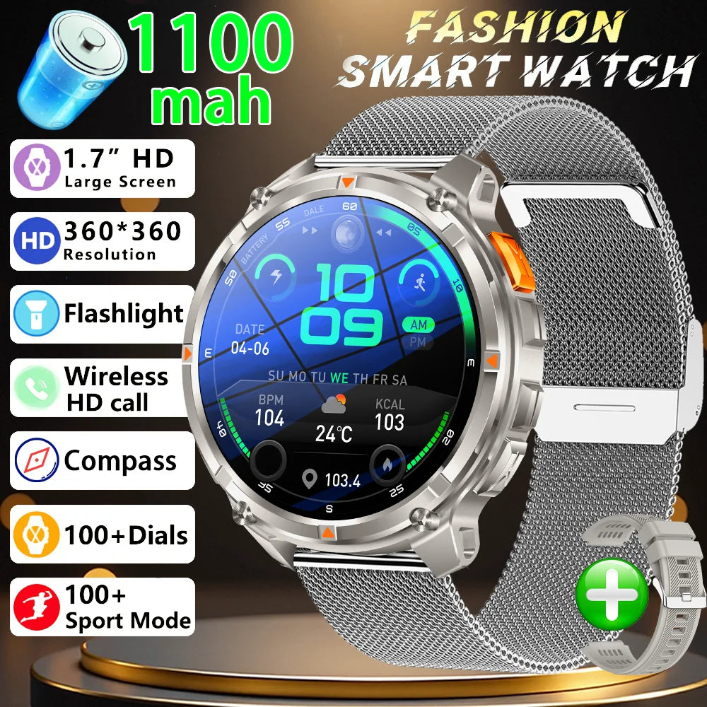 Reloj Inteligente HT33 con Linterna LED, Batería 1100mAh y Llamadas Bluetooth