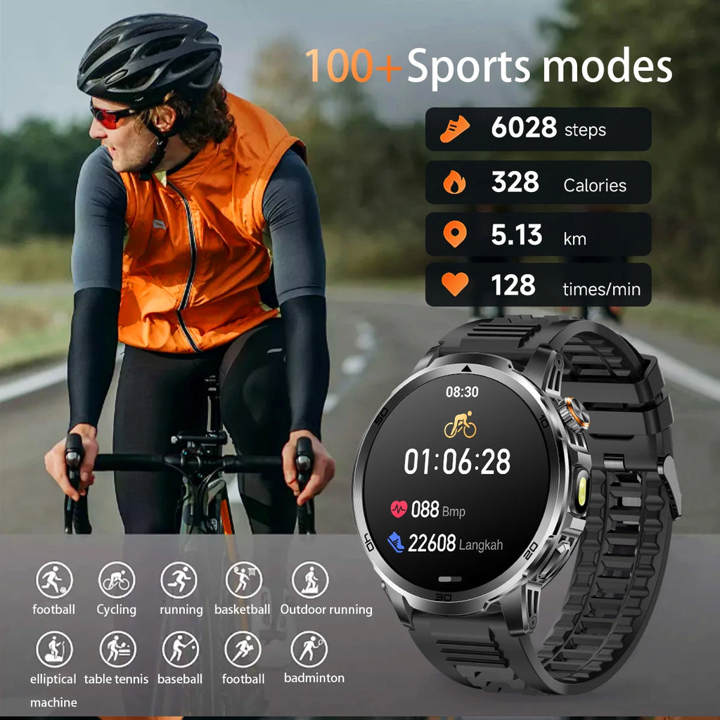 2026 militar t-rex 3 reloj inteligente reloj de Fitness hombres 466*466 pantalla AMOLED 1000mAh batería linterna llamada impermeable Smartwatchs