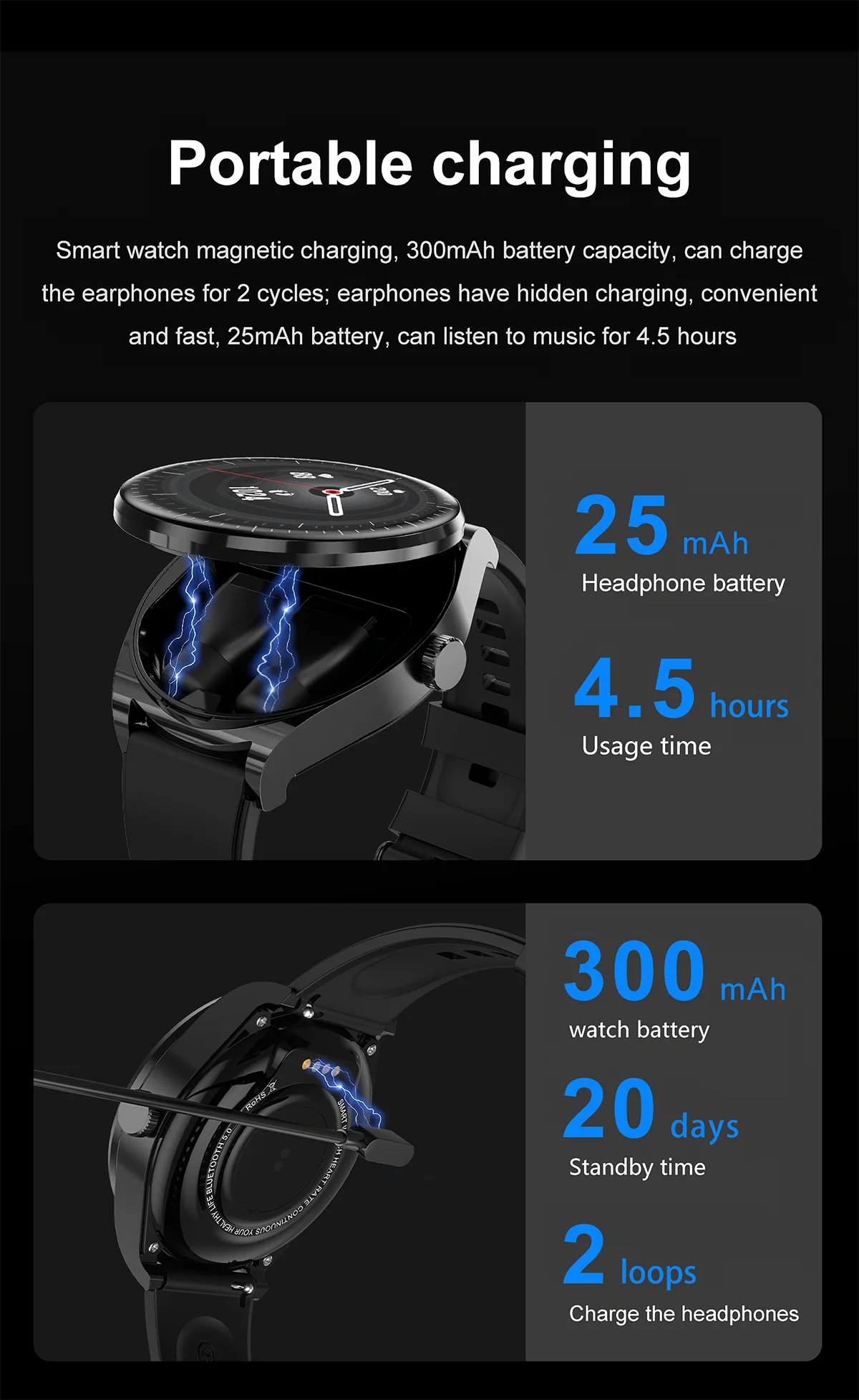 Reloj inteligente TWS con auriculares para hombre y mujer, función NFC, rastreador deportivo, Monitor de ritmo cardíaco, reducción de ruido, reloj inteligente