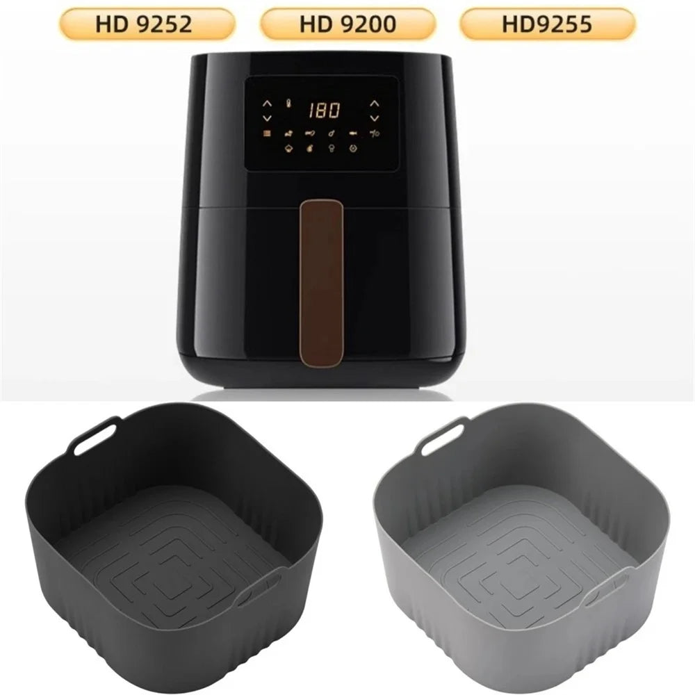 Bandeja de silicona reutilizable cuadrada para freidora de aire, molde para pan con tapete de silicona, molde para pasteles para herramientas de parrilla HD9252, HD9200 y HD9255