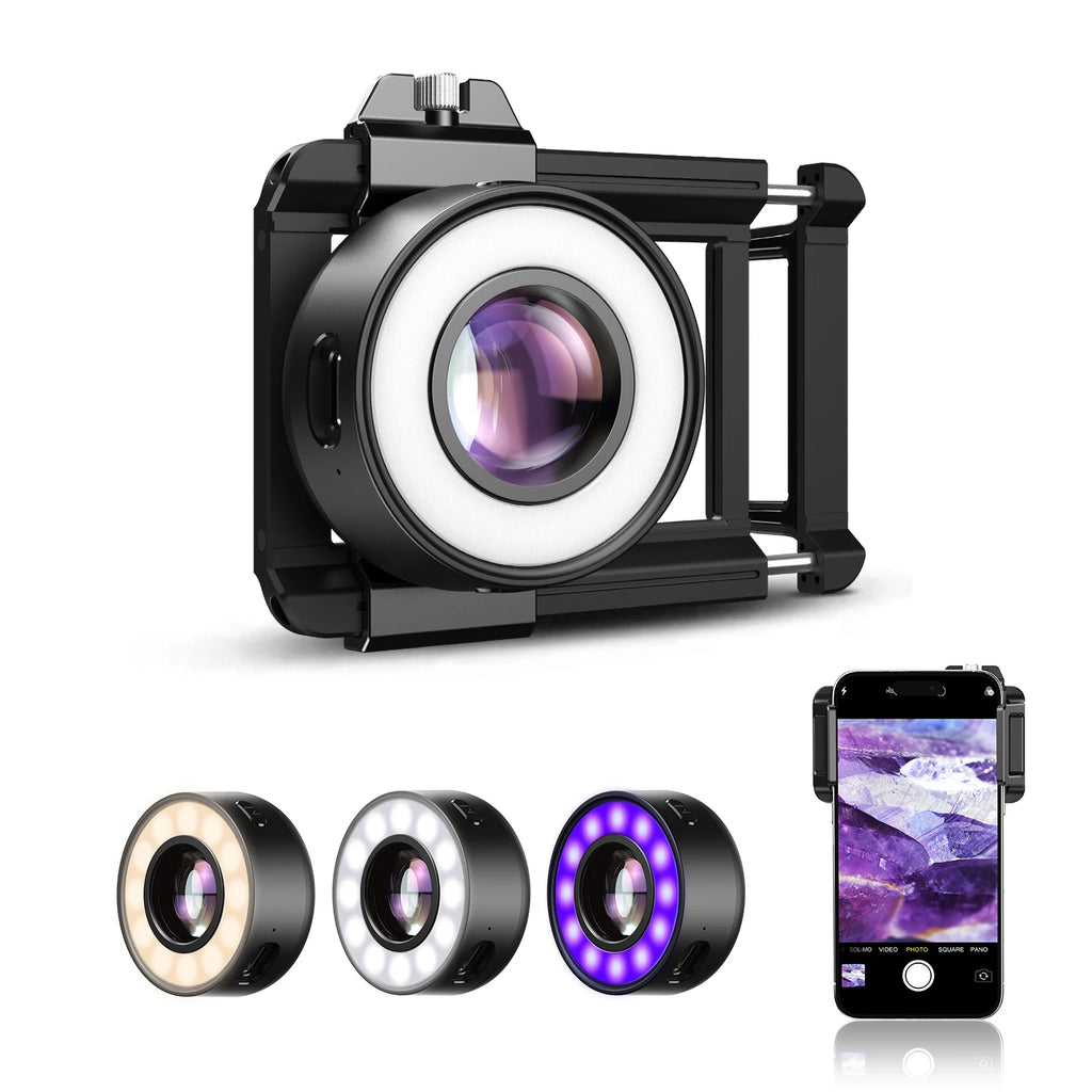 Lente Microscopio 120X APEXEL para Smartphone con Luz LED
